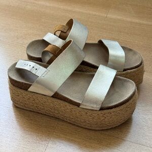 Silver Steve Madden Platform Espadrilles